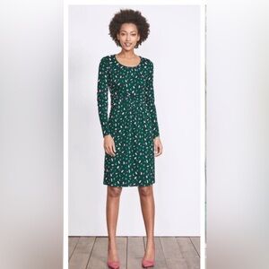 Boden Green Floral Poppy Print Mabel Jersey Knit Dress Empire Waist Size 10